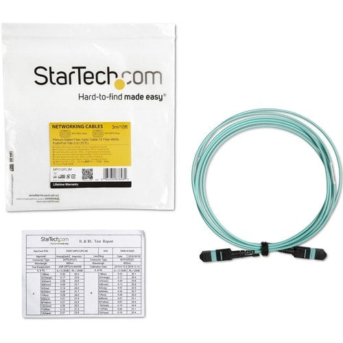 Cable de fibra óptica multimodo MTP(F)/PC OM3 de StarTech.com de 3 m (10 pies)