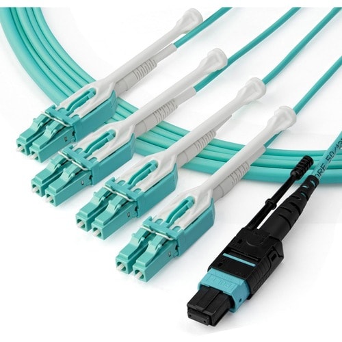 Cable de fibra óptica multimodo OM3 dúplex de StarTech.com de 3 m (10 pies) MTP(H)/PC a 4 conectores LC/PC