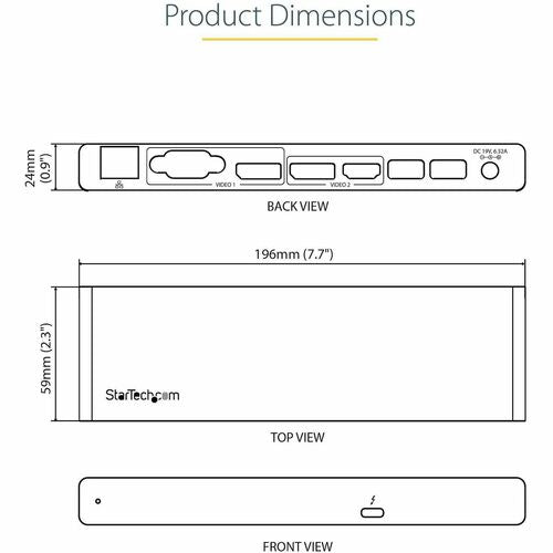 StarTech.com Station d'accueil Thunderbolt 3, double moniteur 4K 60 Hz