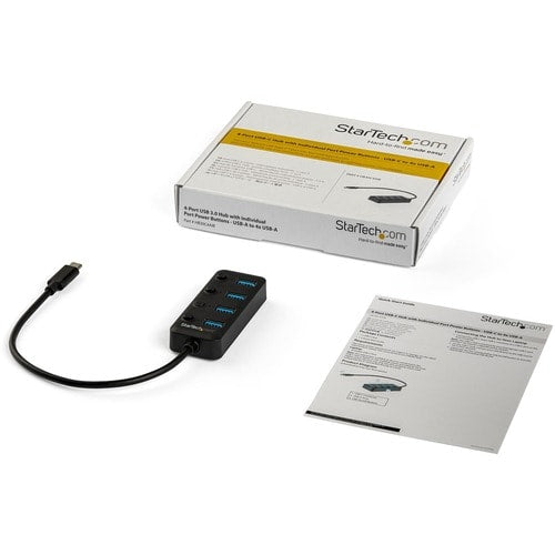 Concentrador USB C de 4 puertos StarTech.com - 4 puertos USB 3.0 tipo A con interruptores de encendido y apagado individuales
