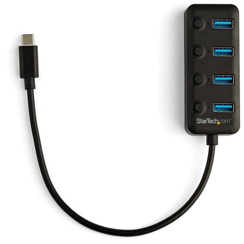 Concentrador USB C de 4 puertos StarTech.com - 4 puertos USB 3.0 tipo A con interruptores de encendido y apagado individuales