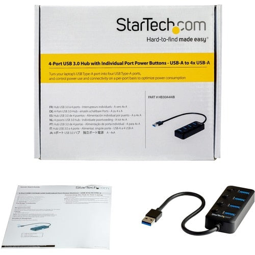 Concentrador USB 3.0 de 4 puertos StarTech.com - USB tipo A a 4 puertos USB