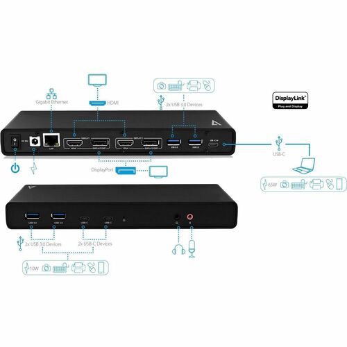 V7 Dual DisplayLink 4K Universal Docking Station w