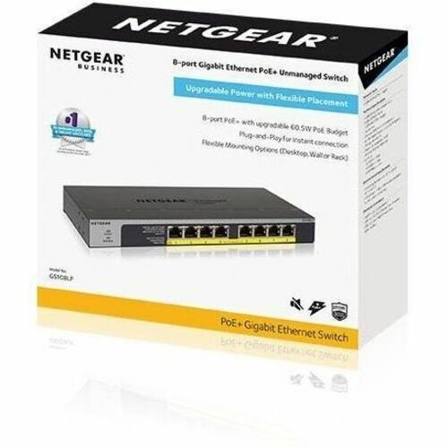 8PORT UNMANAGED GB ENET POE+ RJ45 STDALN SWITCH