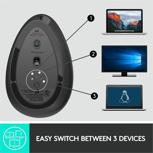 Ratón ergonómico vertical avanzado Logitech MX - Óptico - Cable/Inalámbrico