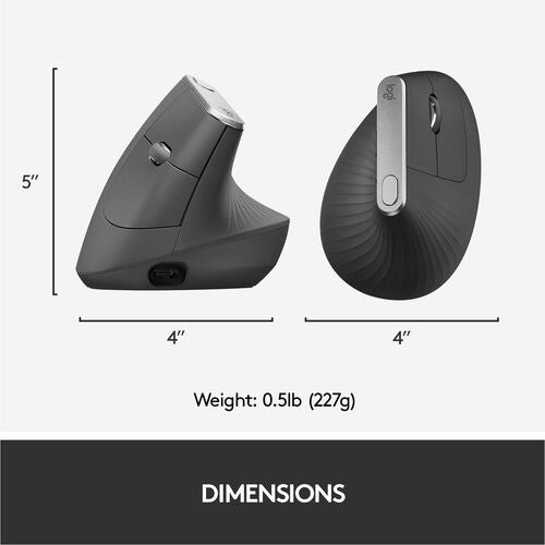 Ratón ergonómico vertical avanzado Logitech MX - Óptico - Cable/Inalámbrico