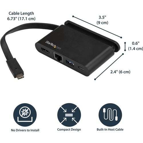 Adaptador multipuerto USB-C HDMI 4K 1XA 1XC GBE 100W PD 3.0