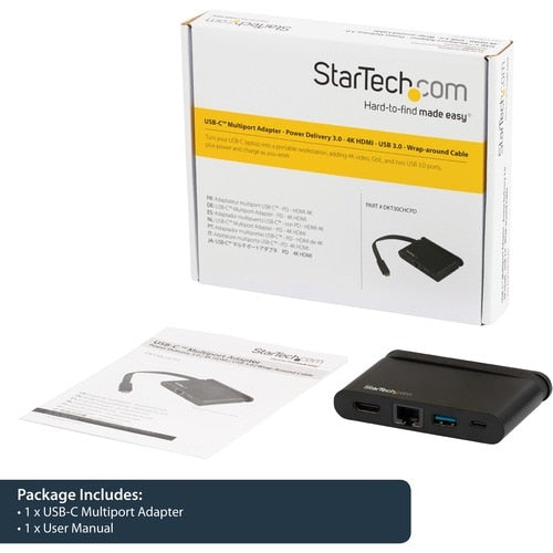 Adaptador multipuerto USB-C HDMI 4K 1XA 1XC GBE 100W PD 3.0