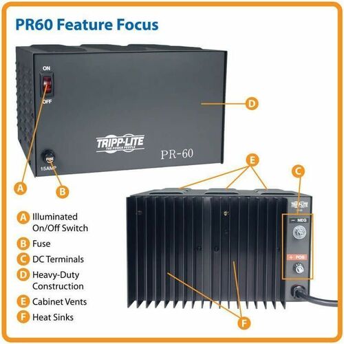 Tripp Lite by Eaton PR60 300W DC Power Supply - 120 V AC Input - 13.8 V DC Output - 300 W