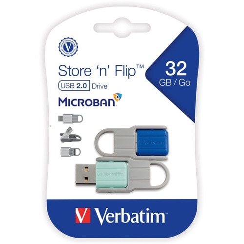 2PK 32GB STORE N FLIP USB DRIVE MULTI 4 BLUE MINT