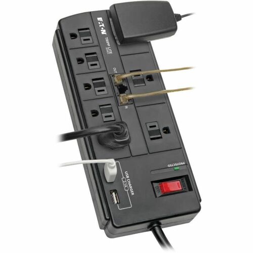 Parasurtenseur Tripp Lite 8 prises, 2 ports de charge USB, téléphone/modem, 2,4 m