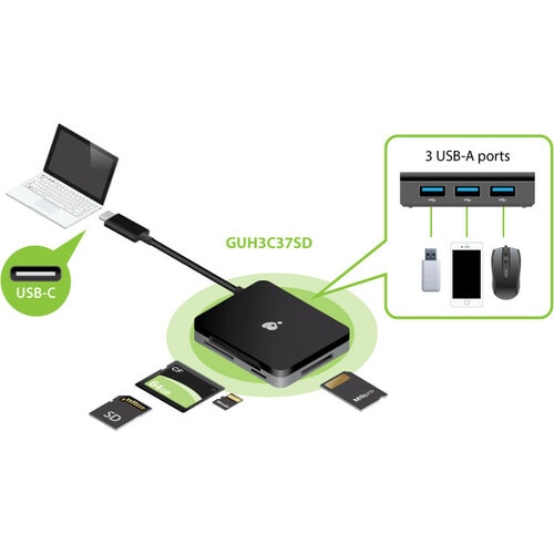 Hub USB-C IOGEAR avec lecteur de cartes multi-mémoire