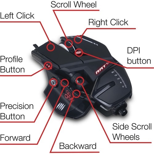 Ratón óptico para juegos Mad Catz The Authentic RAT 6+ - PixArt PMW3360 - Cable