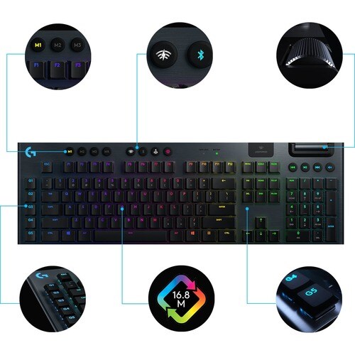 Clavier de jeu mécanique sans fil Logitech G915 Lightspeed RGB - Connectivité sans fil