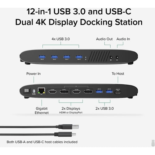 Station d'accueil horizontale Plugable USB 3.0 double écran 4K