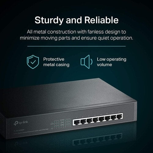 8PORT GBE POE+SWITCH 124W POE 8POE+PORTS 1U 13IN RACK-MNT STL CSE