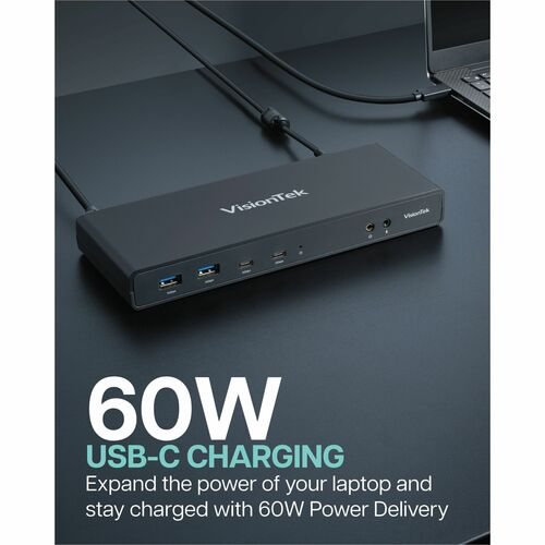 VisionTek Dual 4K USB PD Dock - Dual Display up to 4K resolutions, USB 3.0, USB