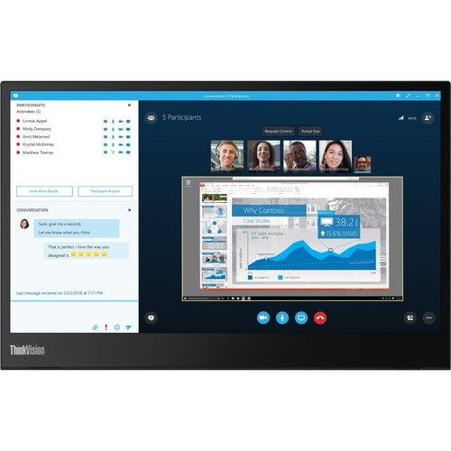 Moniteur LCD Full HD Lenovo ThinkVision M14 14 pouces - 16:9 - Noir corbeau