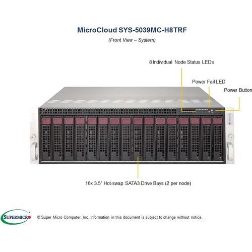Supermicro SuperServer 5039MC-H8TRF Server Barebone System - 3U Rack-m