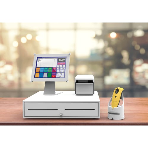 Socket Mobile SocketScan® S740, escáner de código de barras universal, base amarilla y blanca -