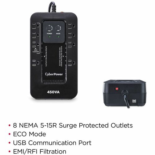 Sistemas UPS ecológicos CyberPower EC450G de Cyber Power: 120 V CA, NEMA 5-1