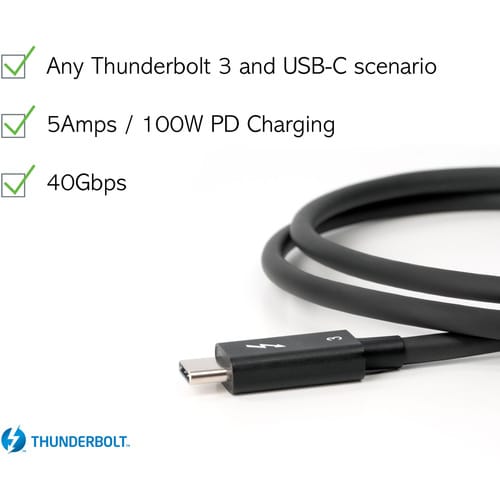 Plugable Thunderbolt 3 Cable 40Gbps Supports 100W