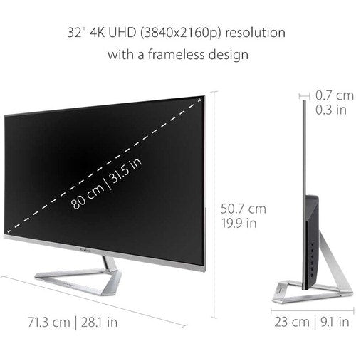 Moniteur LED UHD 4K de 32 pouces ViewSonic Entertainment VX3276-4K-mhd