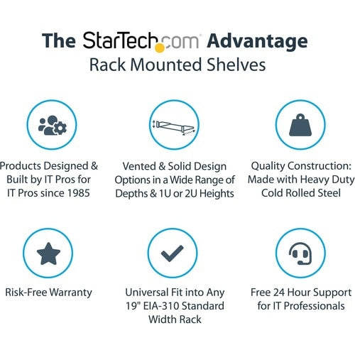 Étagère pour rack de serveur StarTech.com 1U - Cantilever fixe de 40,6 cm de profondeur