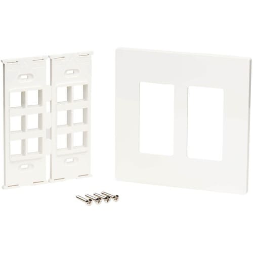 Tripp Lite by Eaton 12-Port Keystone Double-Gang Faceplate, White, TAA - 12 x To