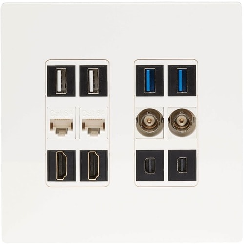 Tripp Lite by Eaton 12-Port Keystone Double-Gang Faceplate, White, TAA - 12 x To