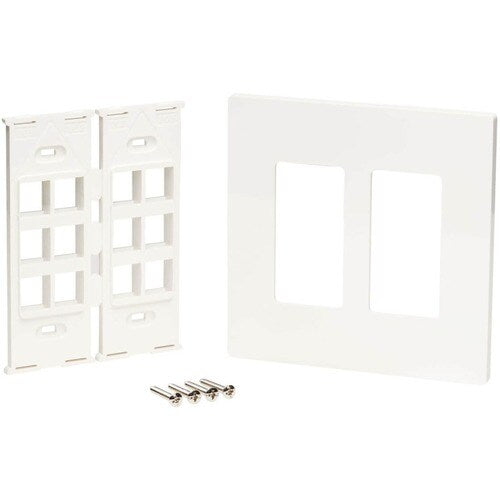 Tripp Lite by Eaton 12-Port Keystone Double-Gang Faceplate, White, TAA - 12 x Total Number