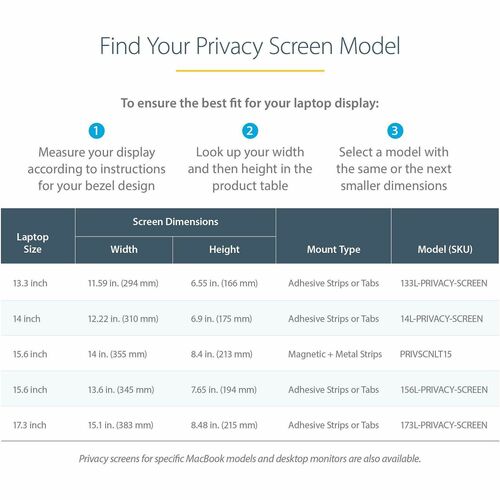 StarTech.com Laptop Privacy Screen for 15.6" Notebook