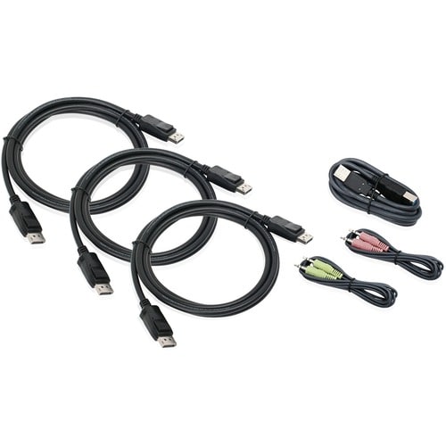 Kit de cable DisplayPort triple de IOGEAR 4K con USB y audio (TAA)