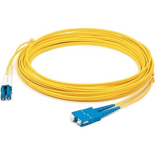 Câble de raccordement fibre optique LSZH duplex OS2 droit jaune LC (mâle) vers SC (mâle) AddOn 11 m - 36,1