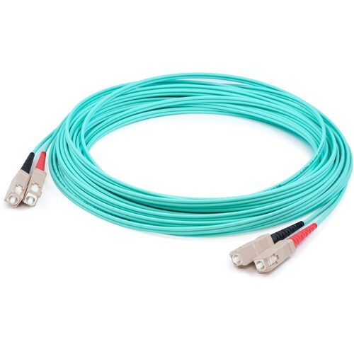 Câble de raccordement fibre optique duplex plénum OM4 Aqua droit SC (mâle) vers SC (mâle) AddOn 67 m