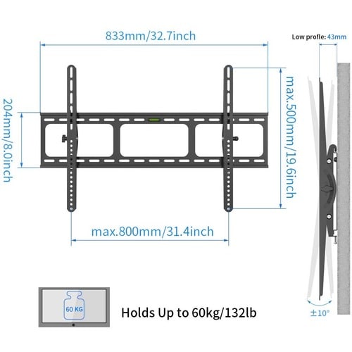 Support mural Amer Mounts pour écran plat et moniteur