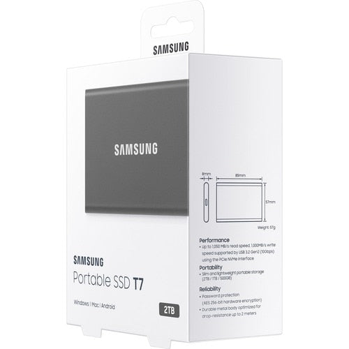 SSD PORTÁTIL T7 DE 2 TB USB 3.2 GEN. 2 GRIS