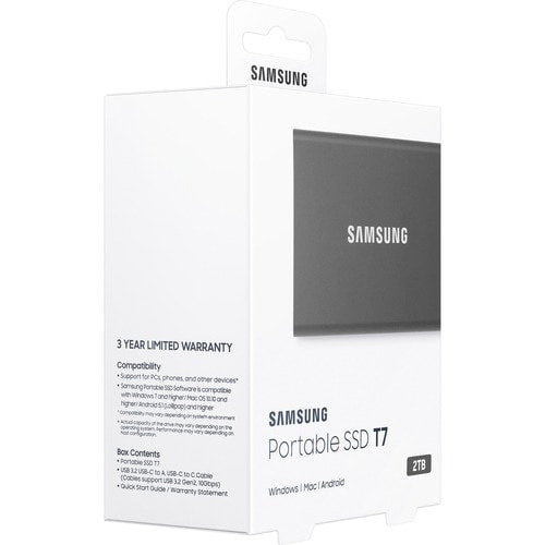 SSD PORTÁTIL T7 DE 2 TB USB 3.2 GEN. 2 GRIS