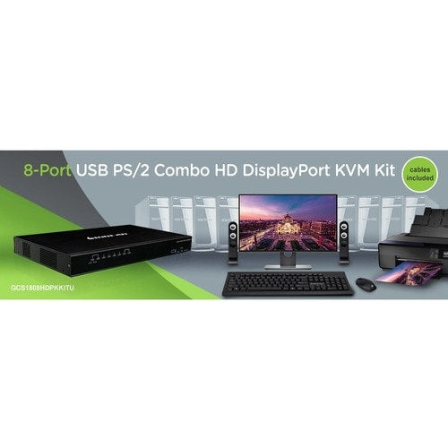 COMMUTATEUR KVM HDMI COMBO USB PS/2 8 PORTS AVEC DISPLAYPORT VERS HDMI