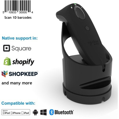 Socket Mobile SocketScan® S700, escáner de código de barras lineal, base negra y negra - Wir