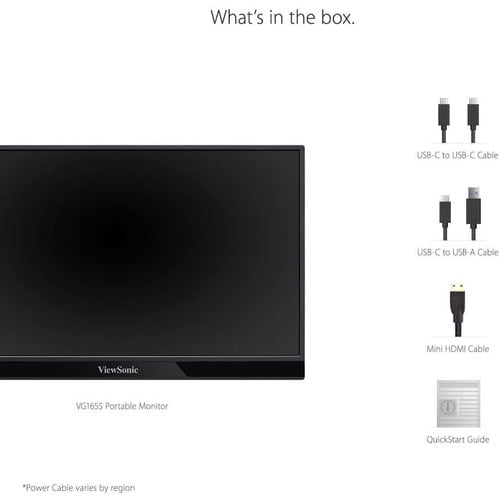 Écran Viewsonic 15,6 pouces, dalle IPS, résolution 1920 x 1080 - 15,6 pouces visible - en