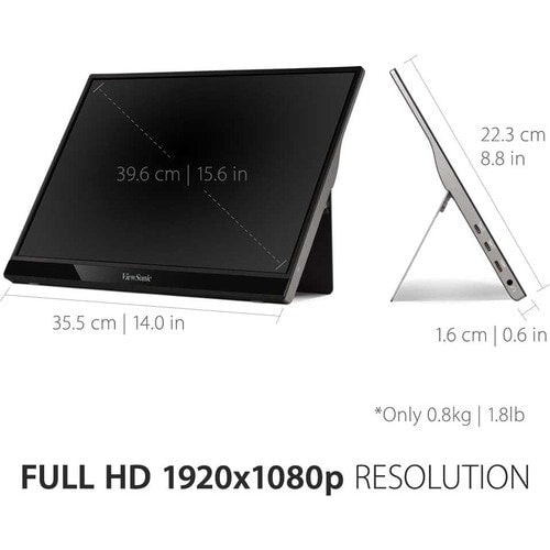 Écran Viewsonic 15,6 pouces, dalle IPS, résolution 1920 x 1080 - 15,6 pouces visible - en