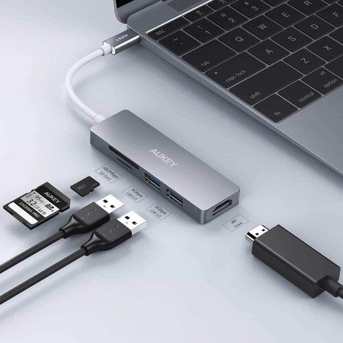 AUKEY 5 Port USB C Hub (Space Grey)