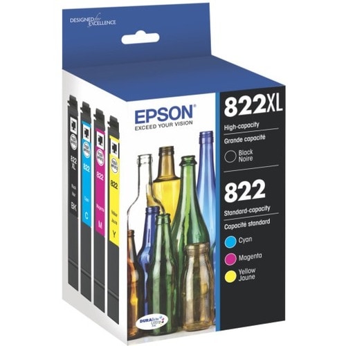 Cartouche d'encre T822 High Cap Black Standard Cap Combo Couleurs CMJ PK avec Sensormatic