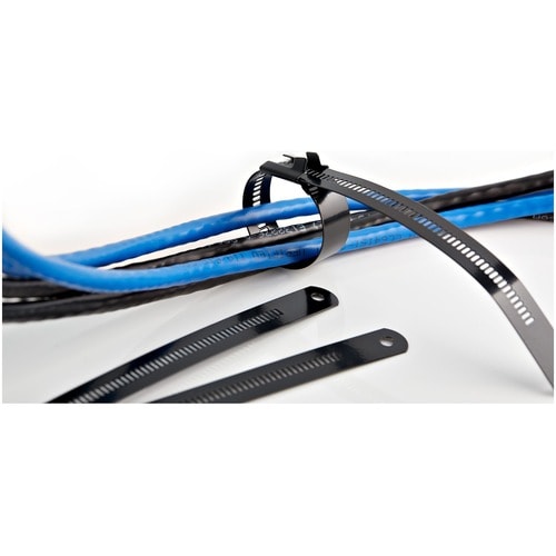 StarTech.com 9"(22cm) Metal Cable Ties, 2-1/4"(55mm) Bundle Dia. 100lb(45kg) Ten