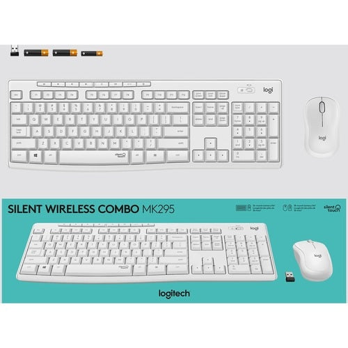 Ensemble clavier et souris sans fil silencieux Logitech MK295, blanc cassé