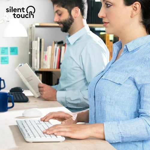 Ensemble clavier et souris sans fil silencieux Logitech MK295, blanc cassé