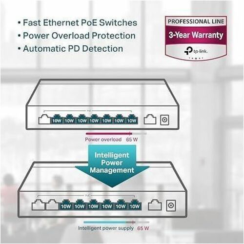 9PORT UNMANAGED SWITCH W/ 8 POE+ PORTS
