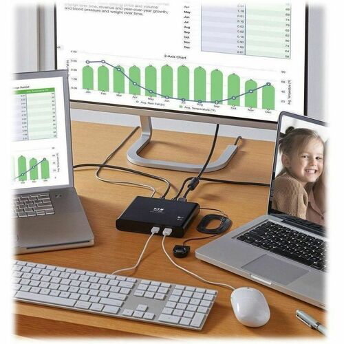 Tripp Lite by Eaton B003-HC2-DOCK1 2-Port USB-C KVM Dock, Black - 2 Computer(s) - 1 Local
