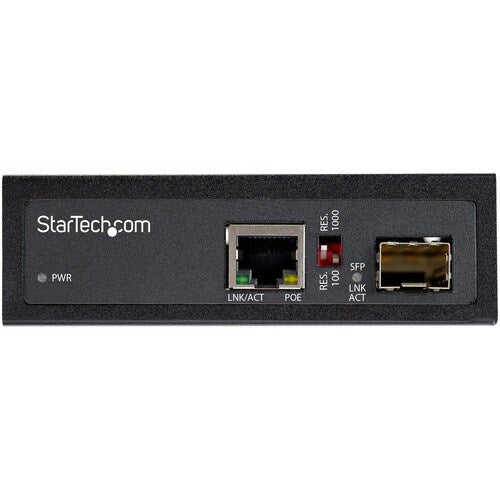 StarTech.com PoE+ Industrial Fiber to Ethernet Media Converter 60W - SFP to RJ45